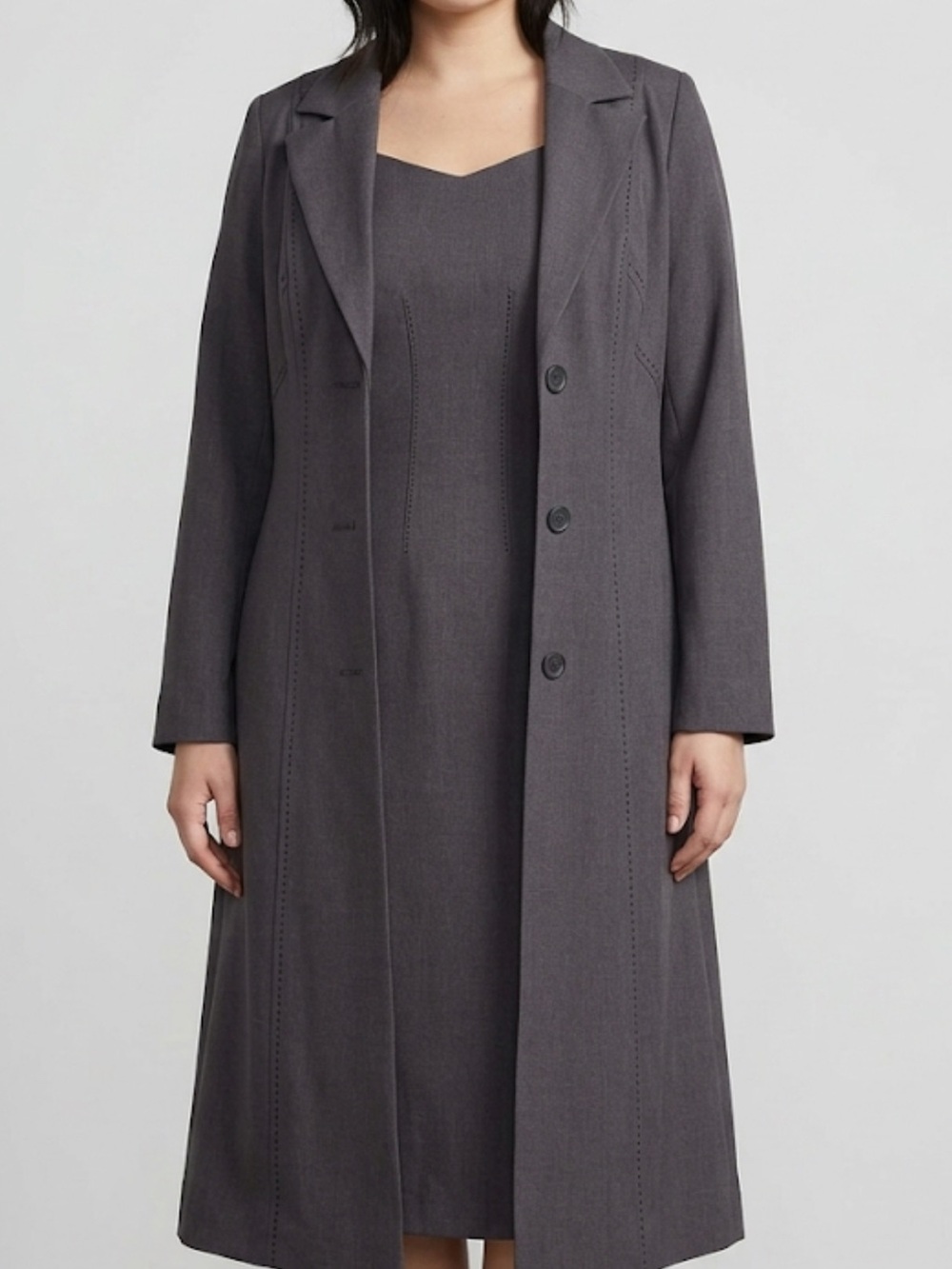 Shape FX Charcoal Grey Long Coat and Dress Set